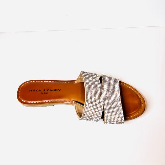 Rock & Candy By Zigi Rhinestone Flat Sandal Slide - Picture 8 of 13